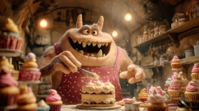 🍰👹 Monchi, el monstruo pastelero - Un monstruo descubre que hornear puede ser mucho más divertido que dar sustos.