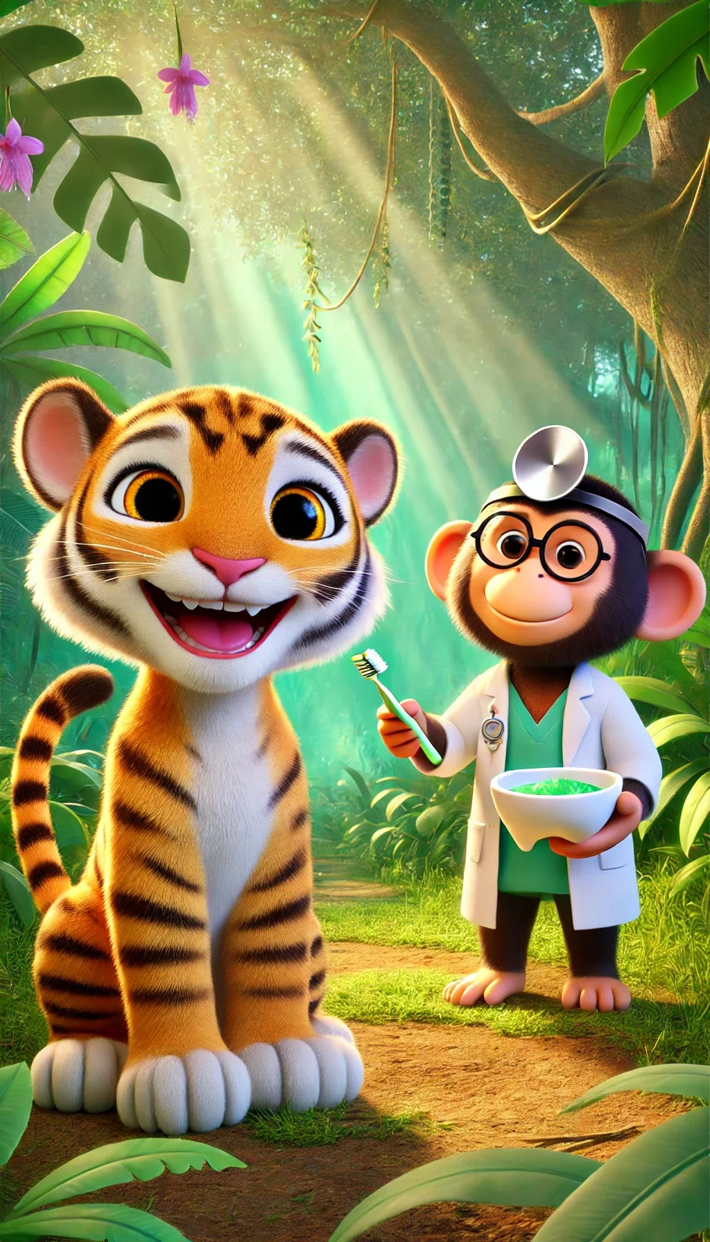 🪥🐯 Mónica aprende a cuidar su gran sonrisa - Mónica descubre la importancia de la higiene dental en su primera visita a la dentista.